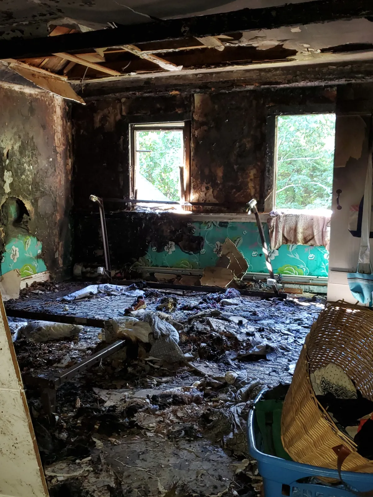 Damaged interior during restoration work